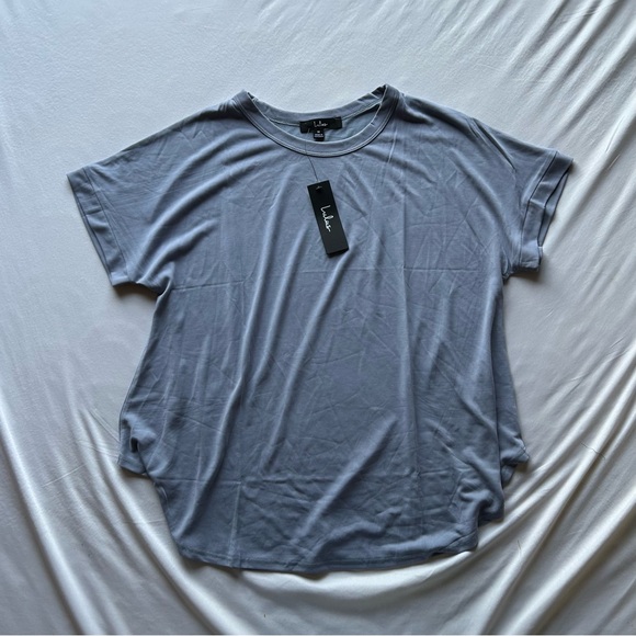 NWT Lulus Easily Enjoyed Dusty Blue Crew Neck Tee - Picture 4 of 8